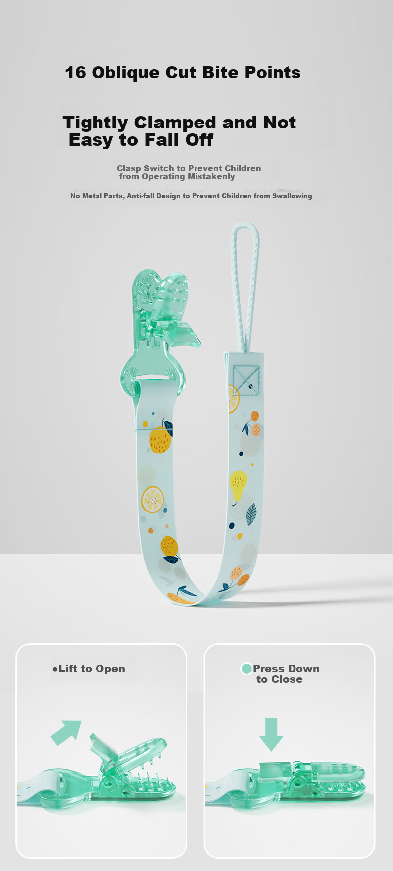 Albo Baby Teether Chain, Anti-Drop Pacifier Chain Strap, Infant Teething Toy with Strap, Anti-Lost Clip, 2-Pack 5