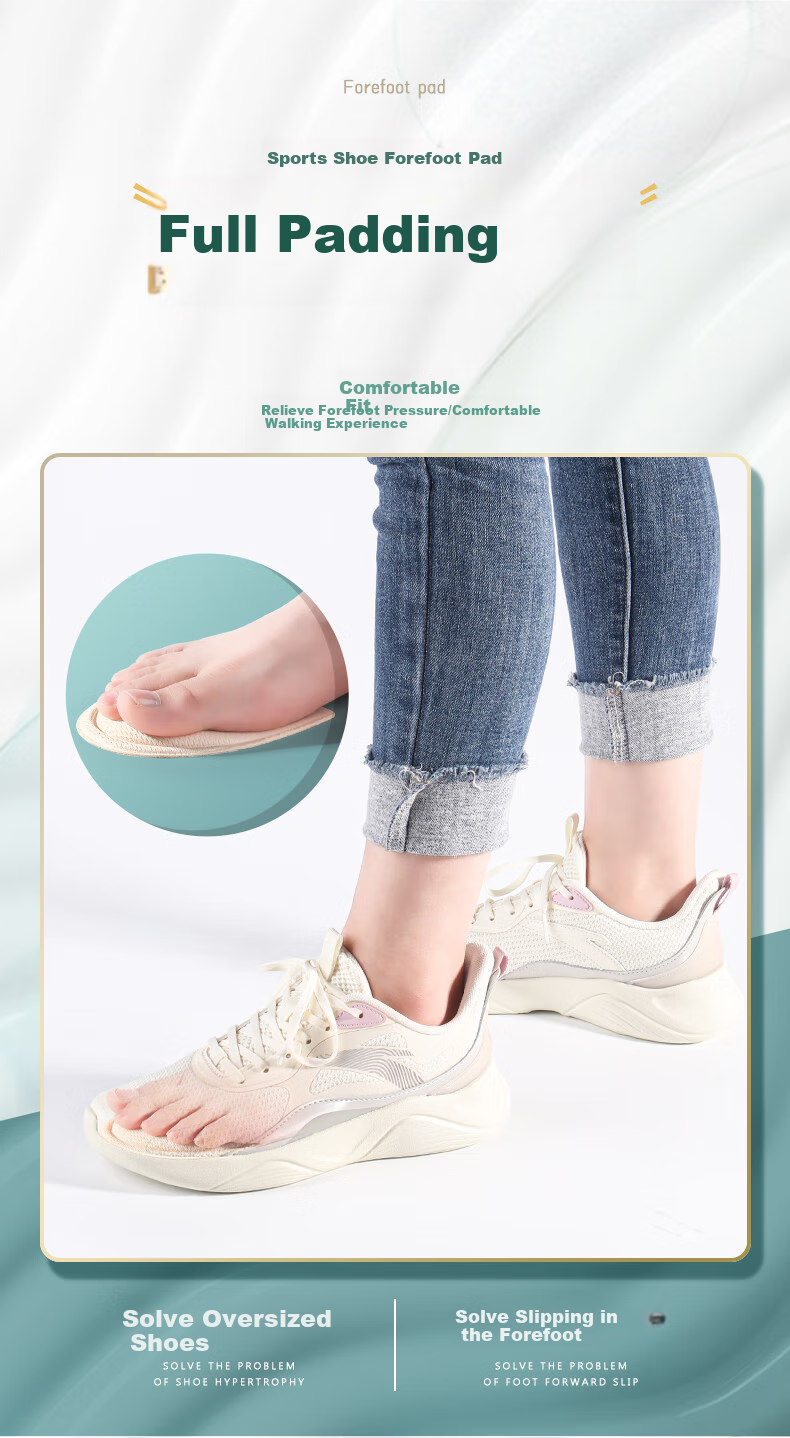 Maigaole 2 Pairs, Shoe Size Reducer, Half-Size Insoles for Women And Men, One-Size Sports Shoes, Forefoot Pads, Beige Round Toe, 29-34 3