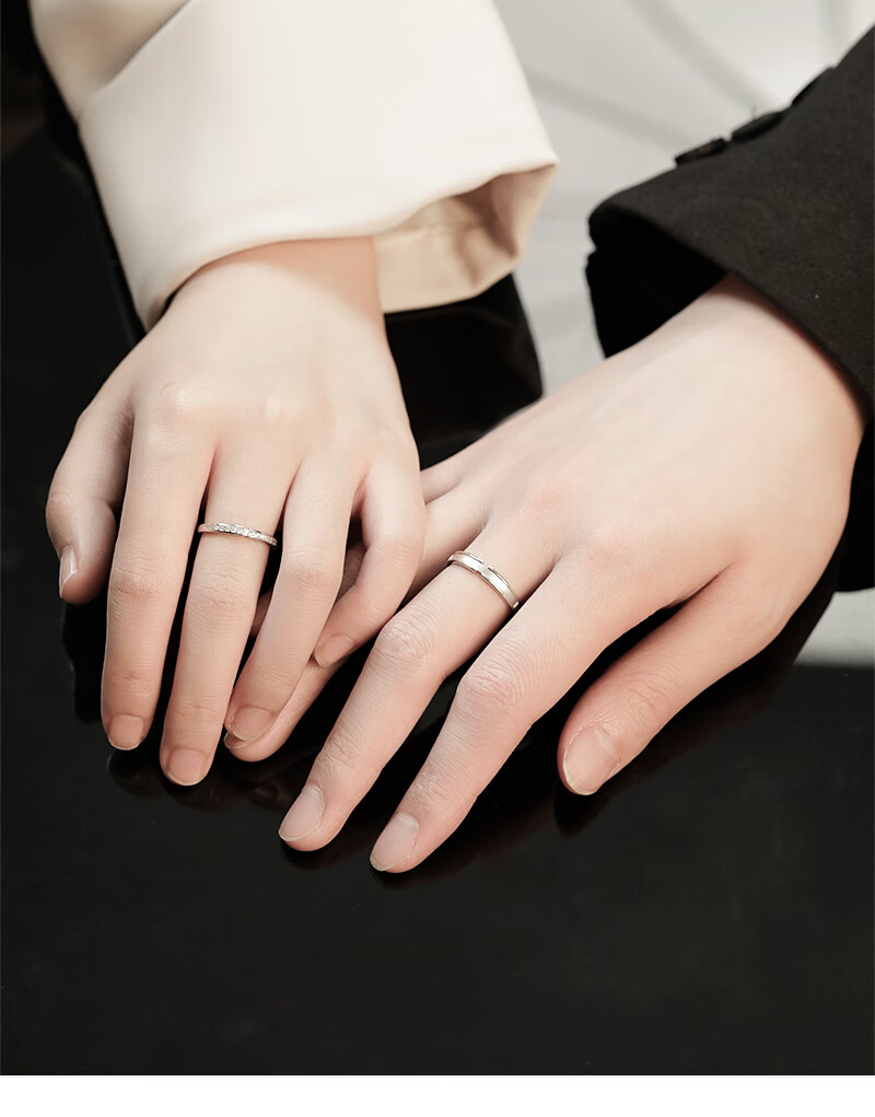 MANHE S925 Silver Couple Rings, One Pair of Engagement Diamond Rings, Open-End Style for Women And Men, Ring Finger Jewelry, Valentine's Day Gift 2