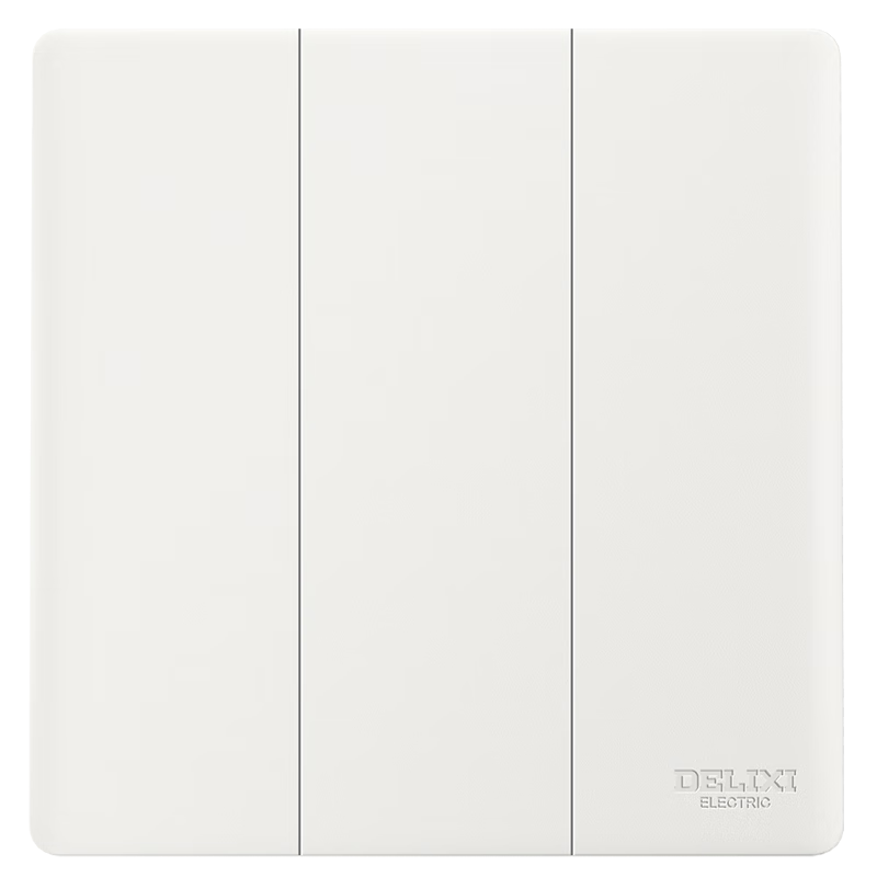 DELIXI Switch Socket CD806 Matte Frosted Cream Style Large Panel Three-Gang Single Control Han Yu White