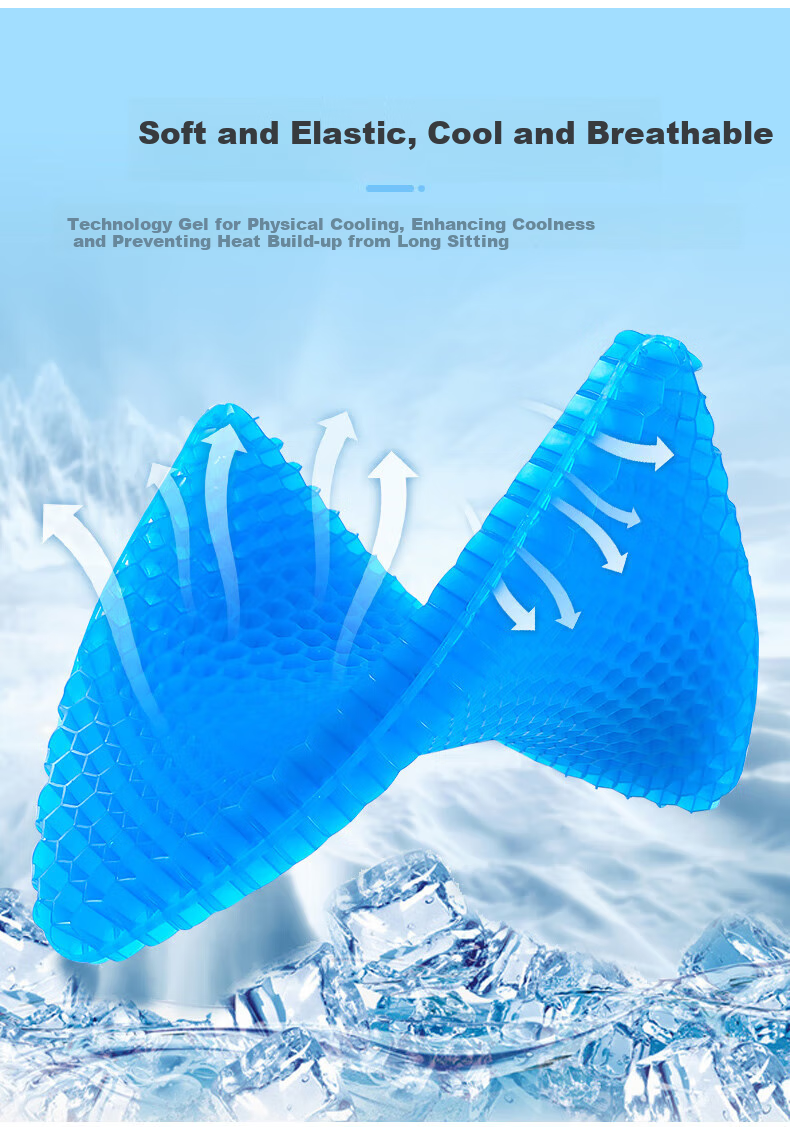 Hujia Honeycomb Gel Seat Cushion, 6.0cm Thickened, 3D Heat Dissipation, Ice Pad Seat Cushion, Thickened Seat Cushio 10