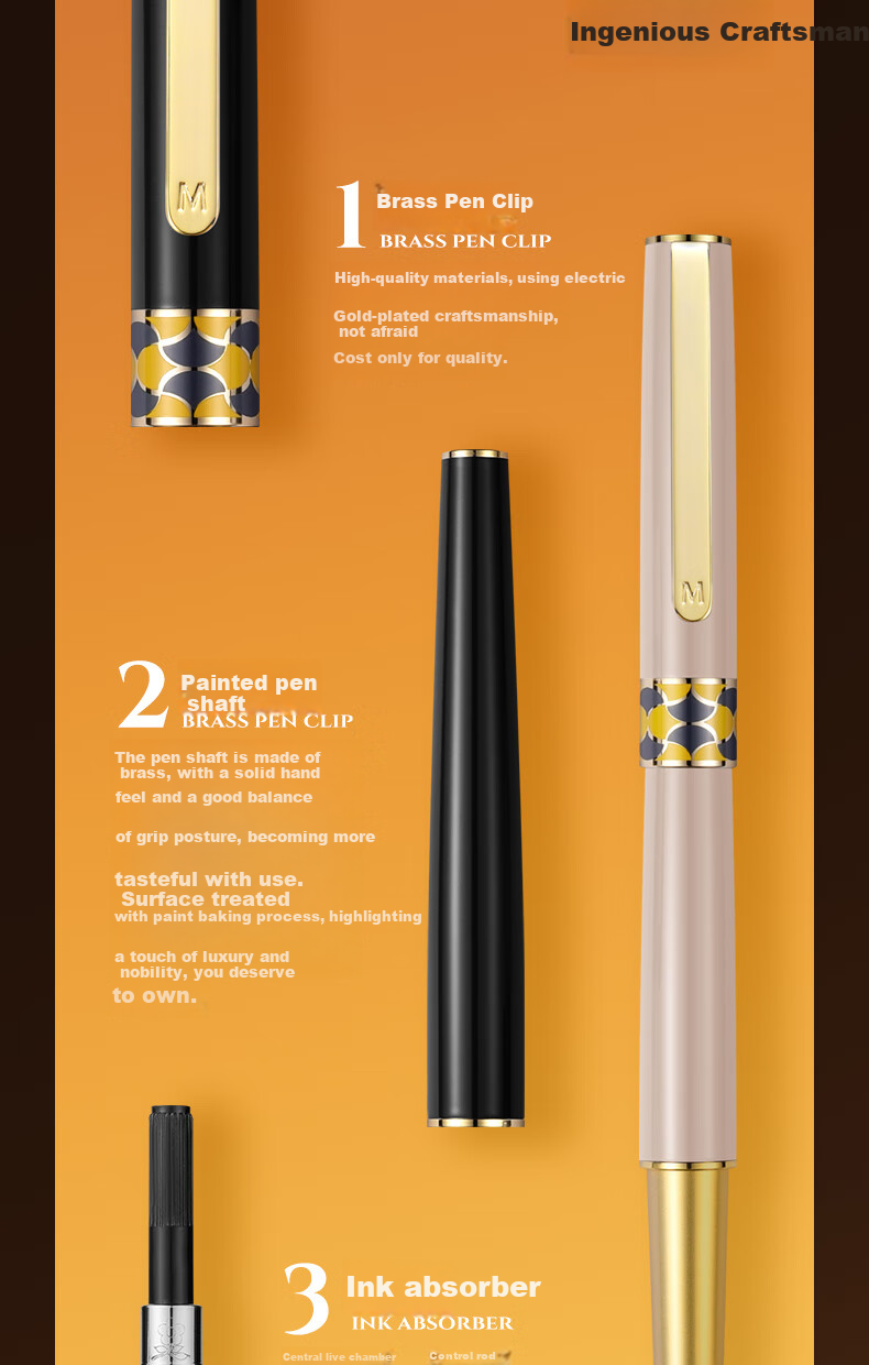 MONTAGUT [Best-Selling Product] Fountain Pen Writing Practice Ink, Brooch Gift Box Set, High-End Exquisite, Home Committee Procurement, Gift for Teachers, BAGLIE Series Black Liya 5