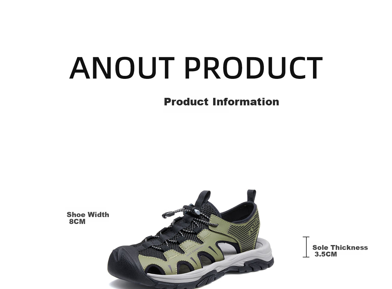 CAMEL Outdoor Casual Sports Sandals, Closed-Toe Perforated Beach Shoes for Men, G13M076011, Green/black, Size 40 31
