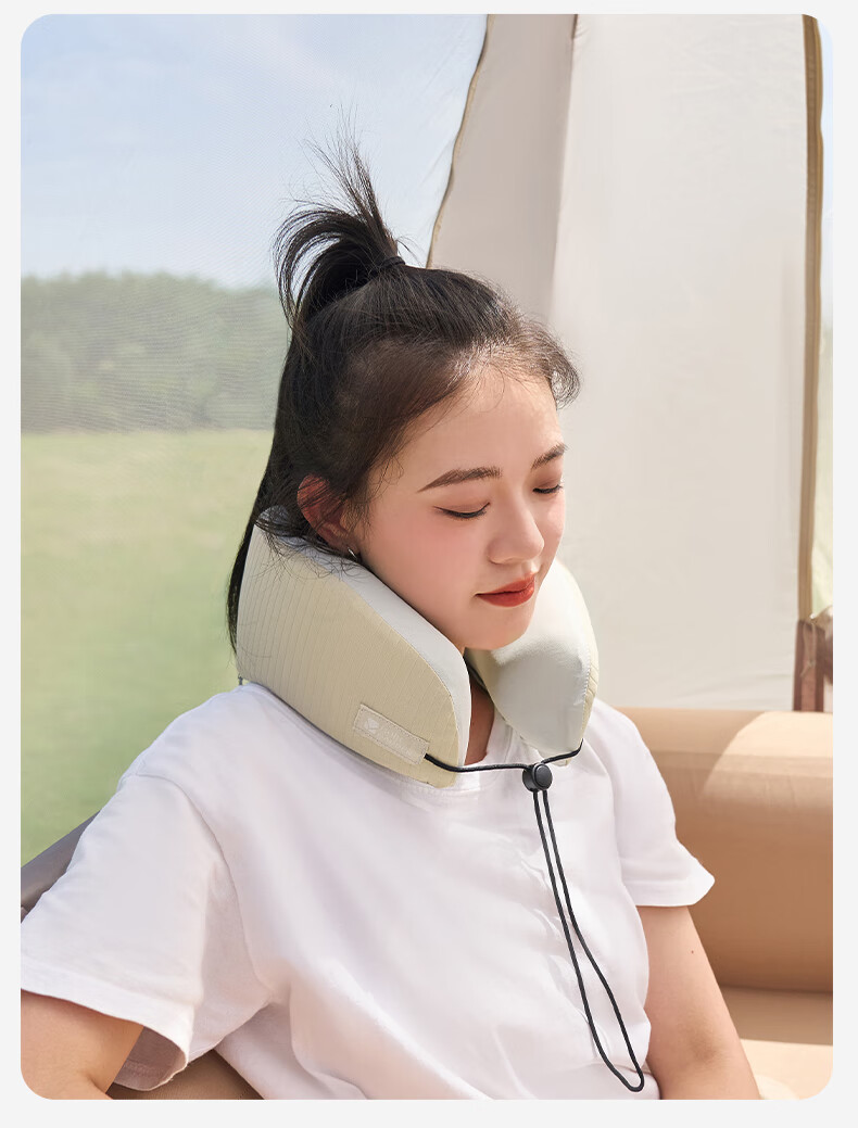 MOBIGARDEN Jinglv U-Shaped Travel Neck Pillow for Airplane and High-Speed Rail, Office Nap Neck Support Pillow NX25683003 Warm Sand Color 7