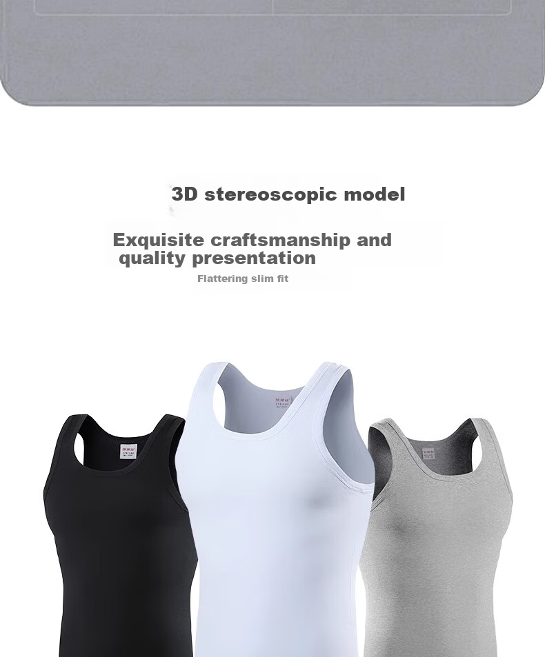 Hengyuanxiang Men's Modal Cotton Thin Slim-Fit Sports Tank Top, Ice Silk Undershirt Vest, Floral Gray Cross-Back Vest 4