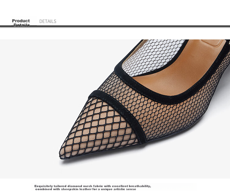 Le Saunda Romantic Queen 2025 New Pointed Toe Stiletto Mesh Mary Jane Pumps for Women 70301, Obsidian Black BKF, Size 35 3