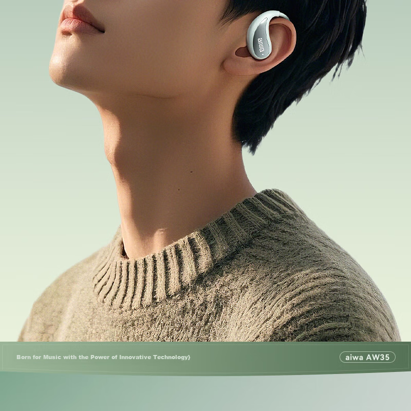 Aiwa Aw35 [Luxury New Experience], Bluetooth Headphones, Non-In Open-Ear Bone Conduction Concept, Wireless Ear-Hook Style for Sports, Compatible with Huawei, Xiaomi, Apple, Gree 4