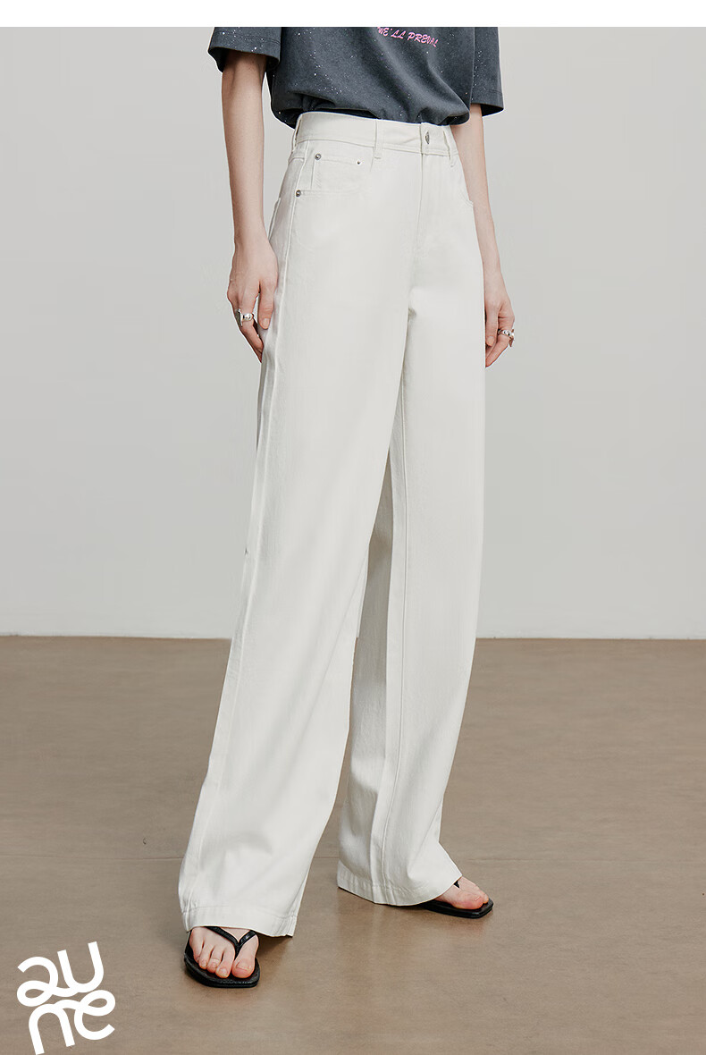 Chuyu Focus Acetate Puff Soft Denim Women's 2025 New Mid-Waist High Street Embroidered Wide-Leg Pants Sky Blue 28 18