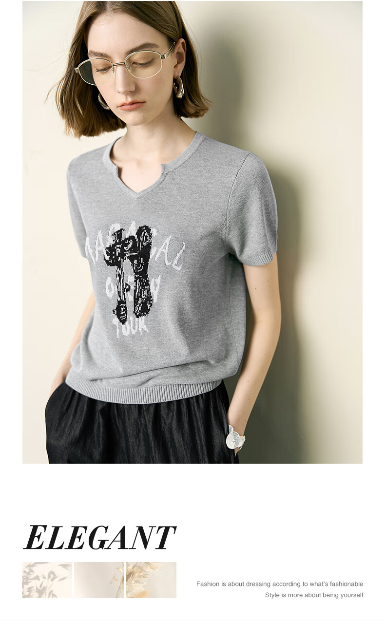 YANYEE Premium Gray Short Sleeve Knit Top for Women 2025 Summer Slim Fit Lightweight Commuter Blouse Gray 2XL 2