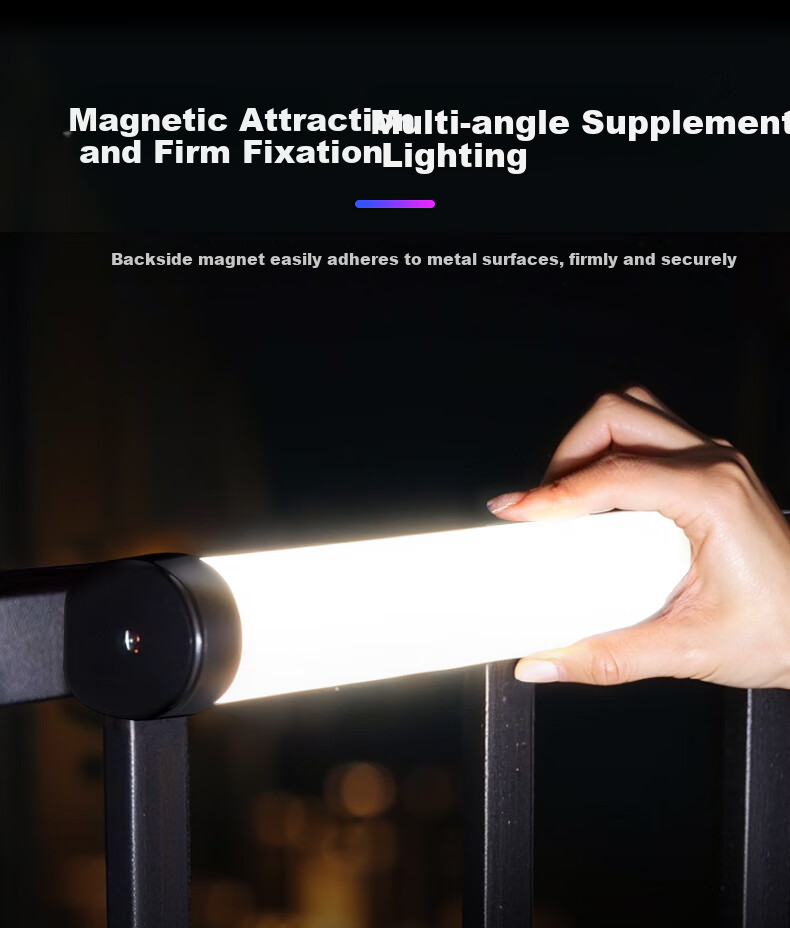 Jimantu Magnetic Rechargeable LED Handheld Light Stick for Outdoor Portable Video Shooting, Night Scene Portrait Photography, Beauty Enhancement, Live Streaming Atmosphere Soft Light 8