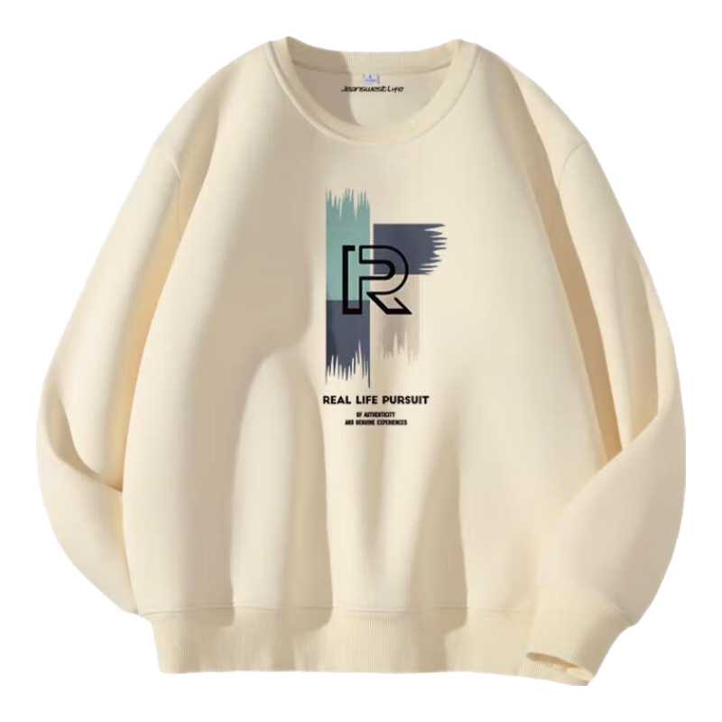 JEANSWEST LIFE Zhenweisi Crew Neck Sweatshirt for Men, Spring And Autumn Heavyweight Quality Breathable Top, American Trendy Brand Youth Versatile Jacket
