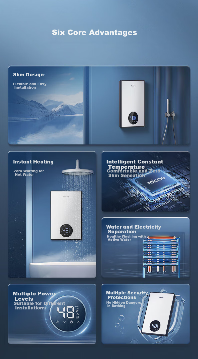MICOE Instant Electric Water Heater for Home Use, Fast Heating Type, 8500W Variable Frequency Intelligent Constant Temperature, Tankless, No Storage Required, Small Heating And Boiling Machine DSK-H85 3