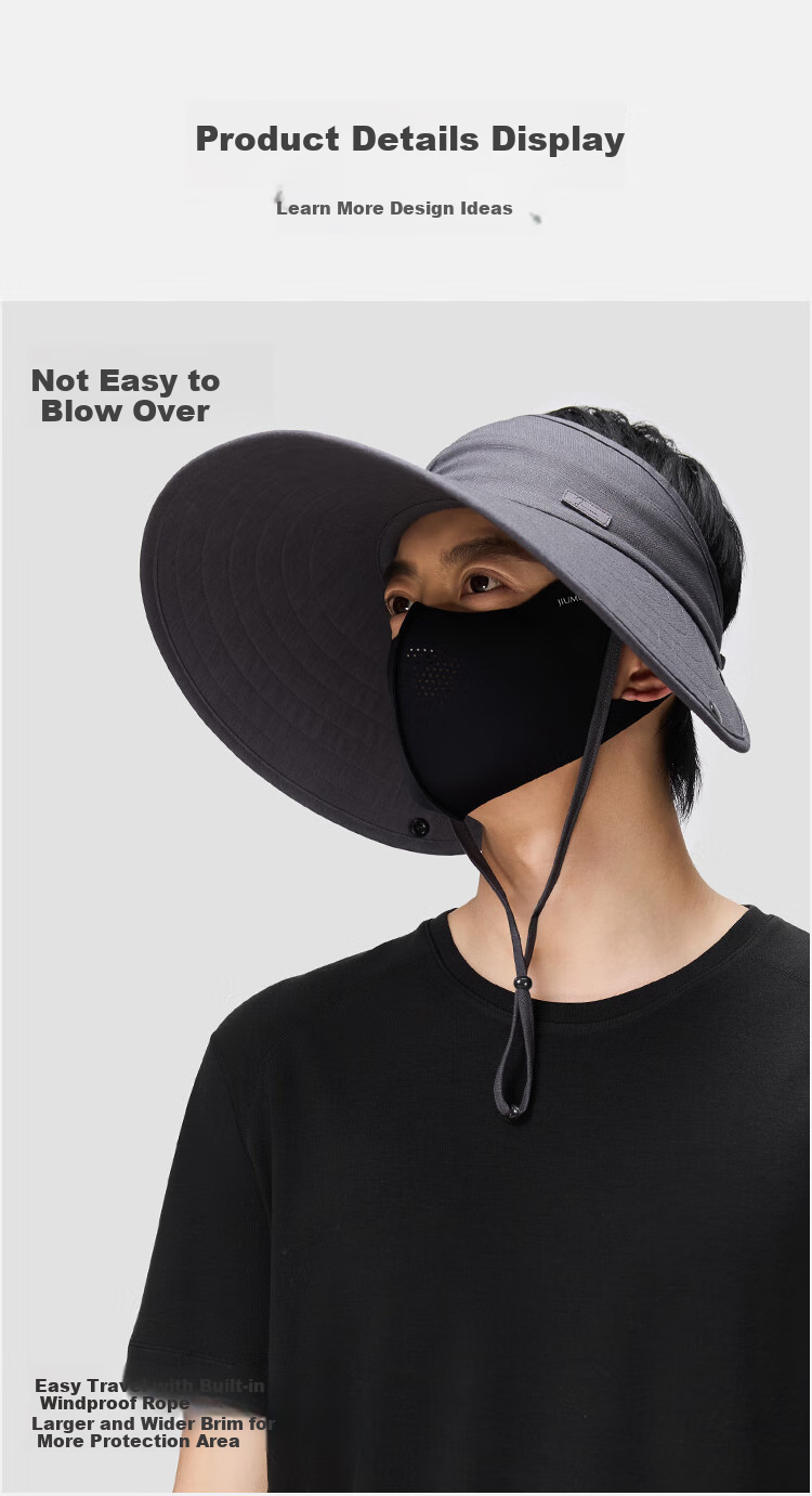 JIUMU Linen Sun Protection Hat, Men's Sun Hat, Sun Visor, Summer Hat, Face-Covering Cap, Neck-Protecting UV-Resistant Hat 2
