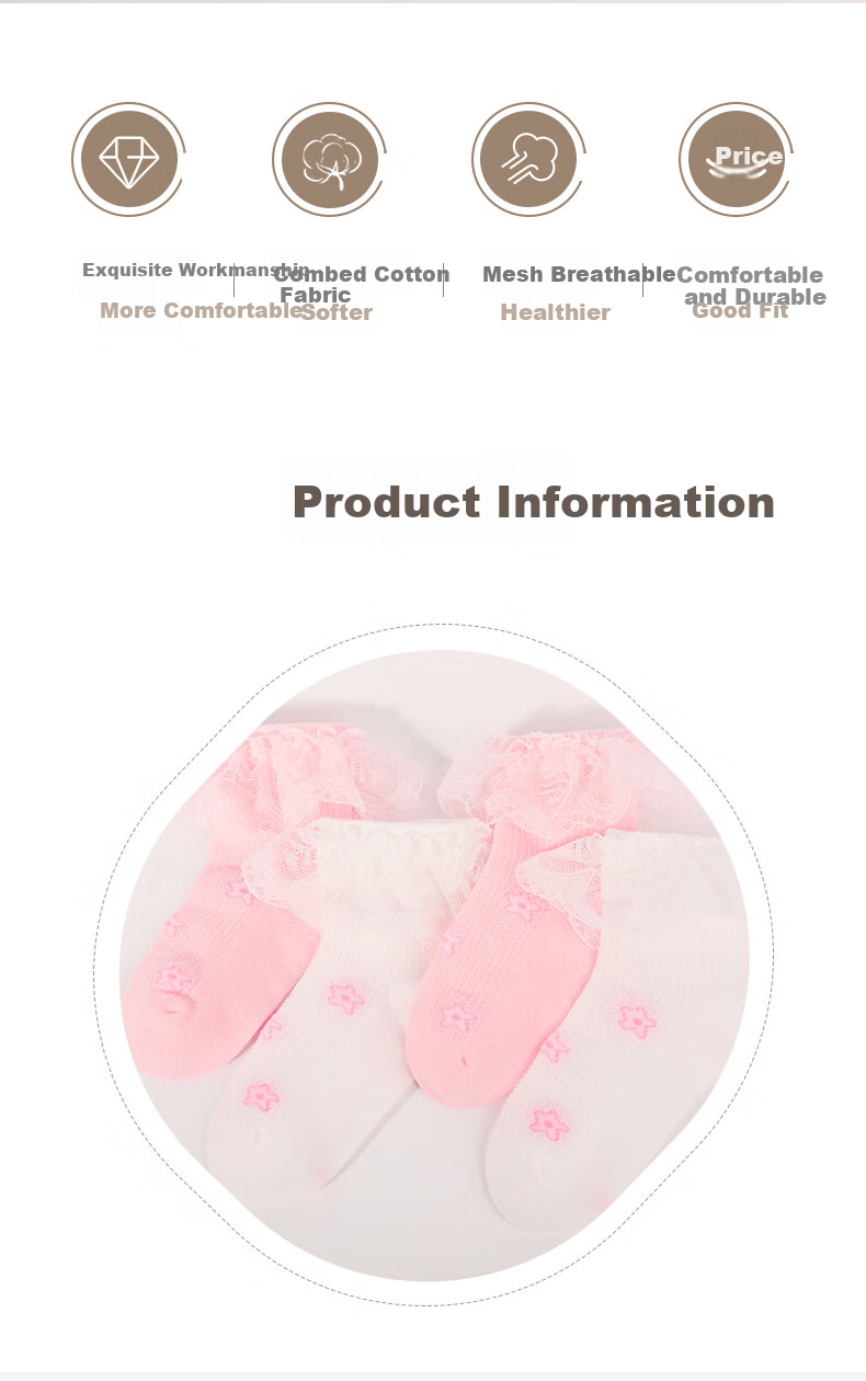 Zhiyouban Children's Socks, Spring And Autumn, for Older Kids And Girls, Cotton Socks, Princess Style, Lace Trim, Short Socks for Students, Z7516 2