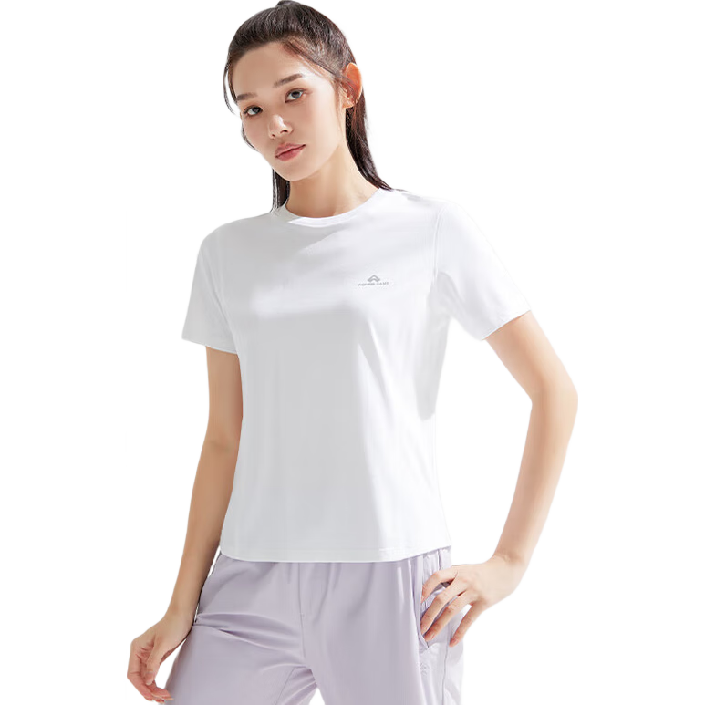 Pioneer Camp Women's Ice Oxygen Bar Shoulder T-Shirt Summer New Ice Silk Cool Round Neck Short Sleeve Sports Top