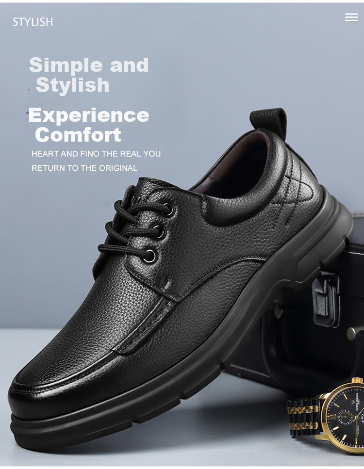EGCHI Men's Leather Shoes, Business Casual Shoes, Top-Grain Cowhide Work Driving Shoes, J7275, Black, Size 44 3