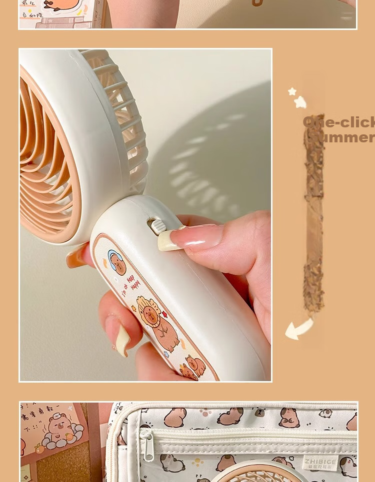 Sannianerban Cute Handheld Fan, Rechargeable, Quiet, Portable for Students, Office Use, Bathroom Fan, Dorm Desk Fan, Bedside Handheld Electric Fan for Babies, Blue 5