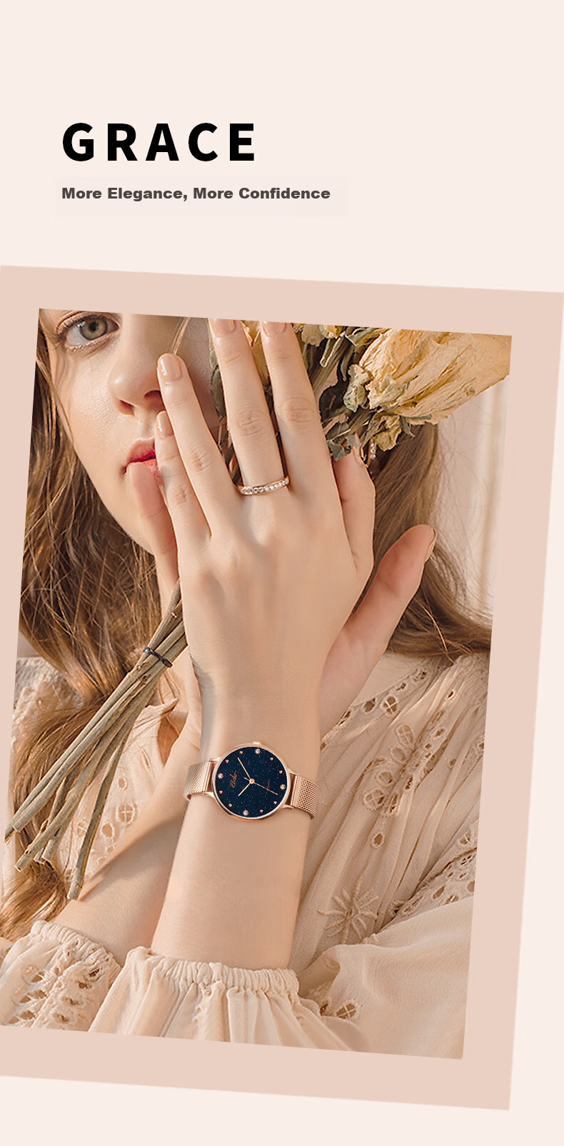 EBOHR Women's Watch, Kana Series INS Simple Quartz Ladies Watch, Birthday Mid-Autumn Festival Gift, 51500122 for Girls 13