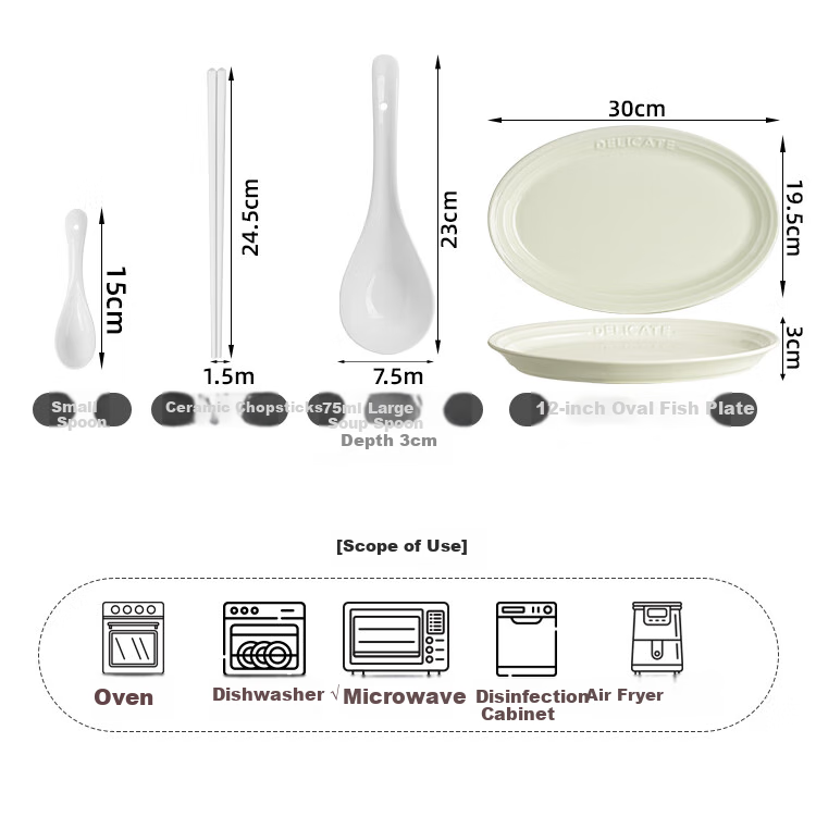 Banwushenghuo French Truffle White Tableware Set, Luxury Ceramic Dinnerware for Home Use, High-Quality Aesthetic Bowls And Plates, Housewarming Gift 6
