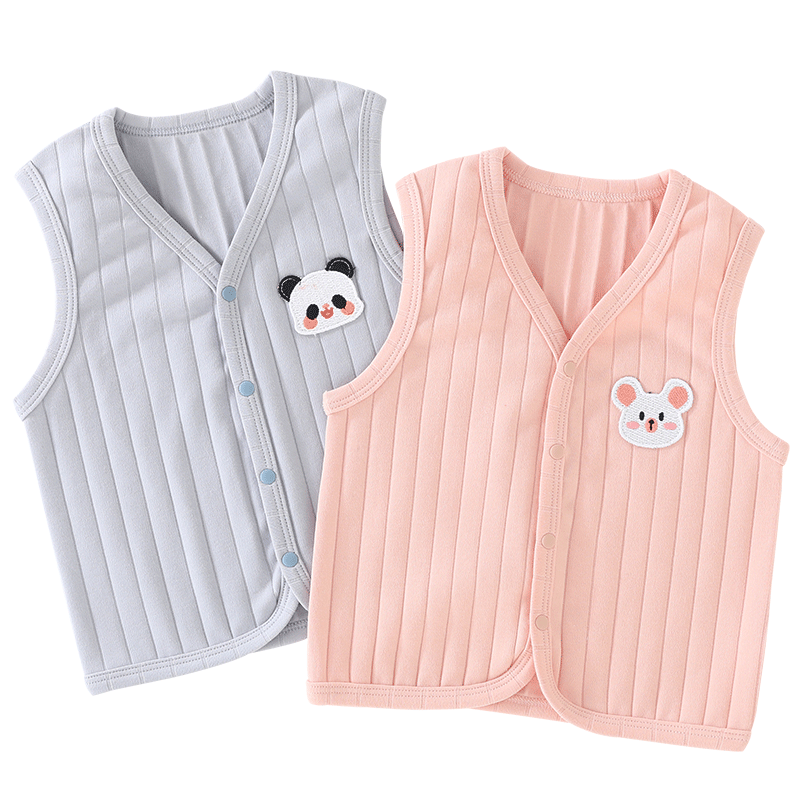 DUUDUU Baby Vest Unisex Infant Sleeveless Jacket Spring Autumn Winter Four Seasons Solid Color Newborn Outwear Blue Size 80