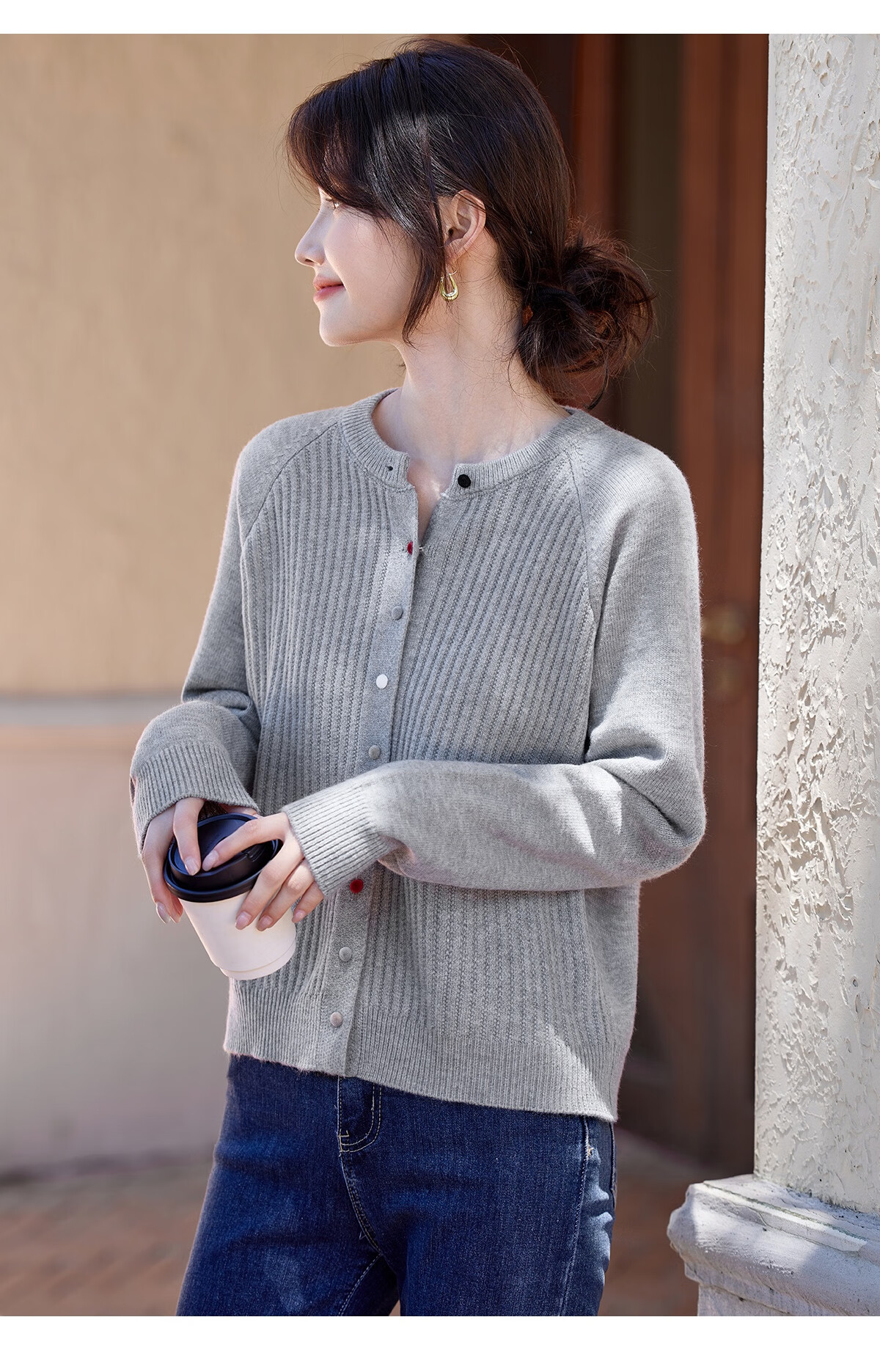 She Enjoy Knitted Cardigan Women Raglan Sleeve Sweater Jacket Red Versatile Knit Top Outerwear T53Z127 8