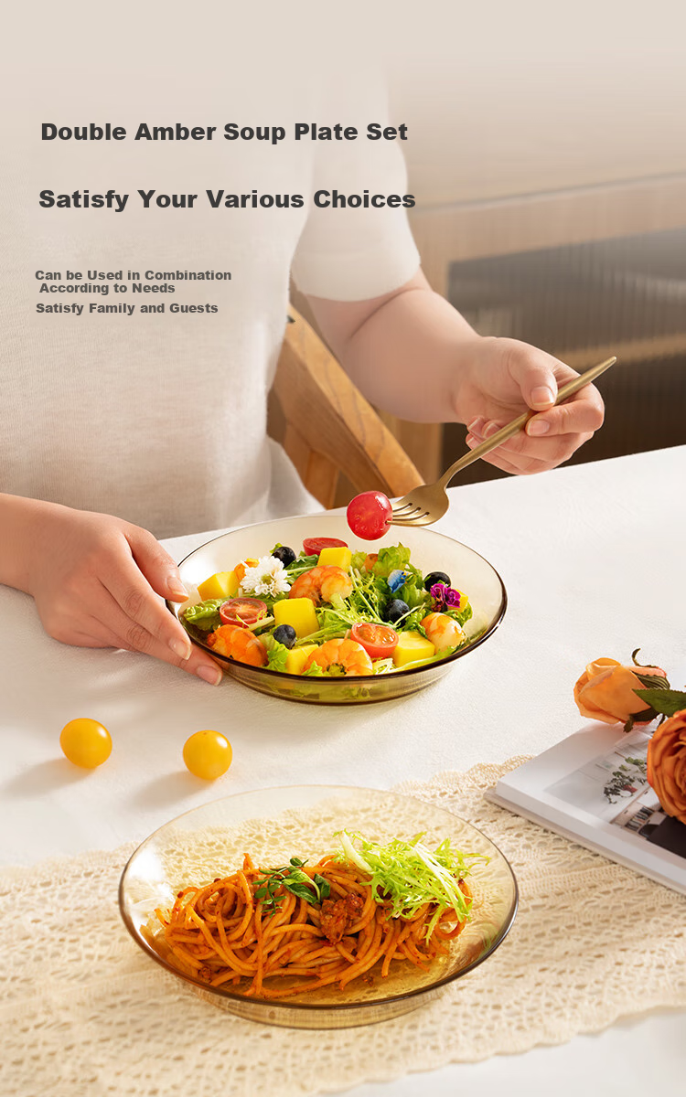 JD Original Plate, Suitable for Steaming And Baking, Noodle Soup Bowl, Salad Bowl, Tableware, Enlarged Diameter 19cm*2 3