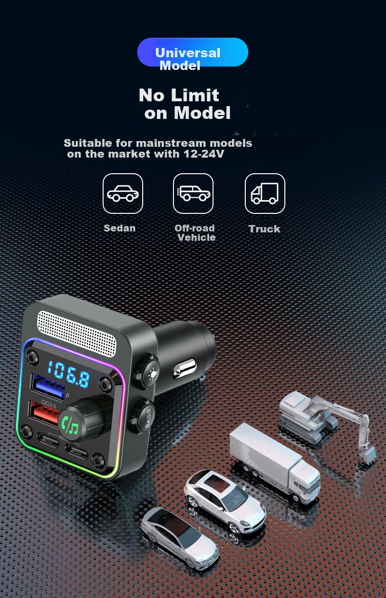 Newmine Car Charger, Cigarette Lighter Super Fast Charging MP3 Car Bluetooth Receiver USB Bluetooth 5.3 Lossless 5