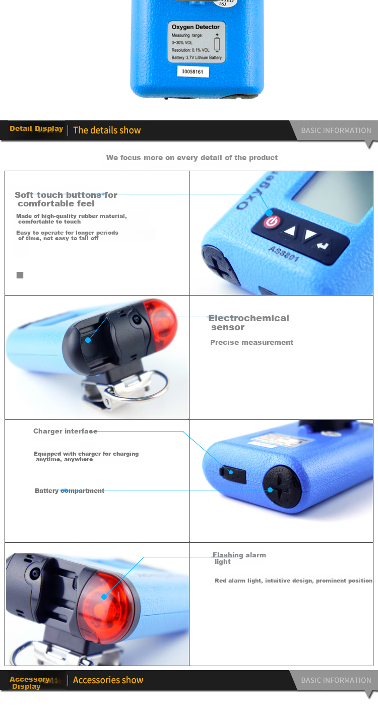 Xima Oxygen Detector, Oxygen O2 Concentration Meter, Handheld Air Oxygen Content Tester AS8801 5
