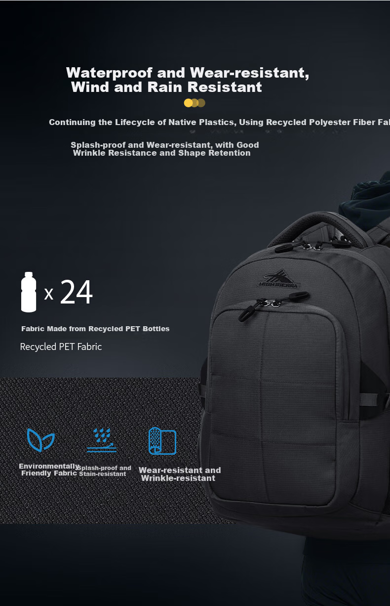 High Sierra Backpack, Large Capacity Travel Bag, Outdoor Hiking Pack, Water-Resistant, Expandable, Durable, Multifunctional Travel Bag 6