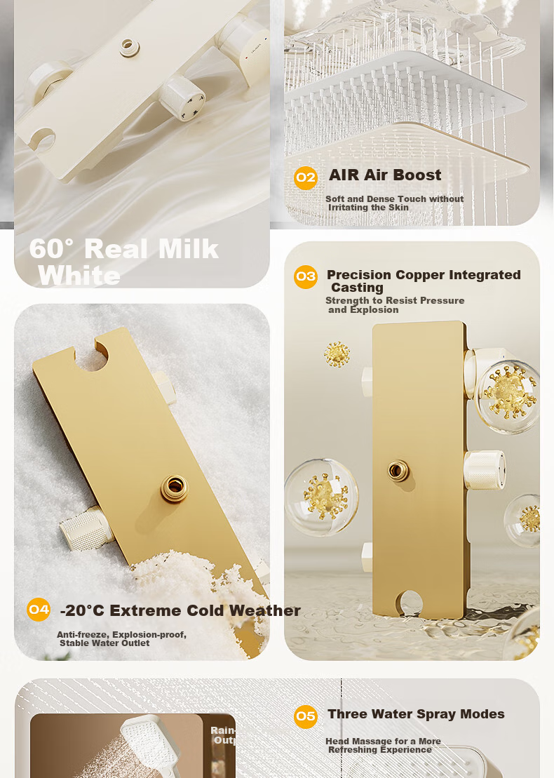 HUIDA Shower Head Set, Large Screen High-Pressure Brass Body, Home Bathroom Shower Head Complete Set TS105S 4
