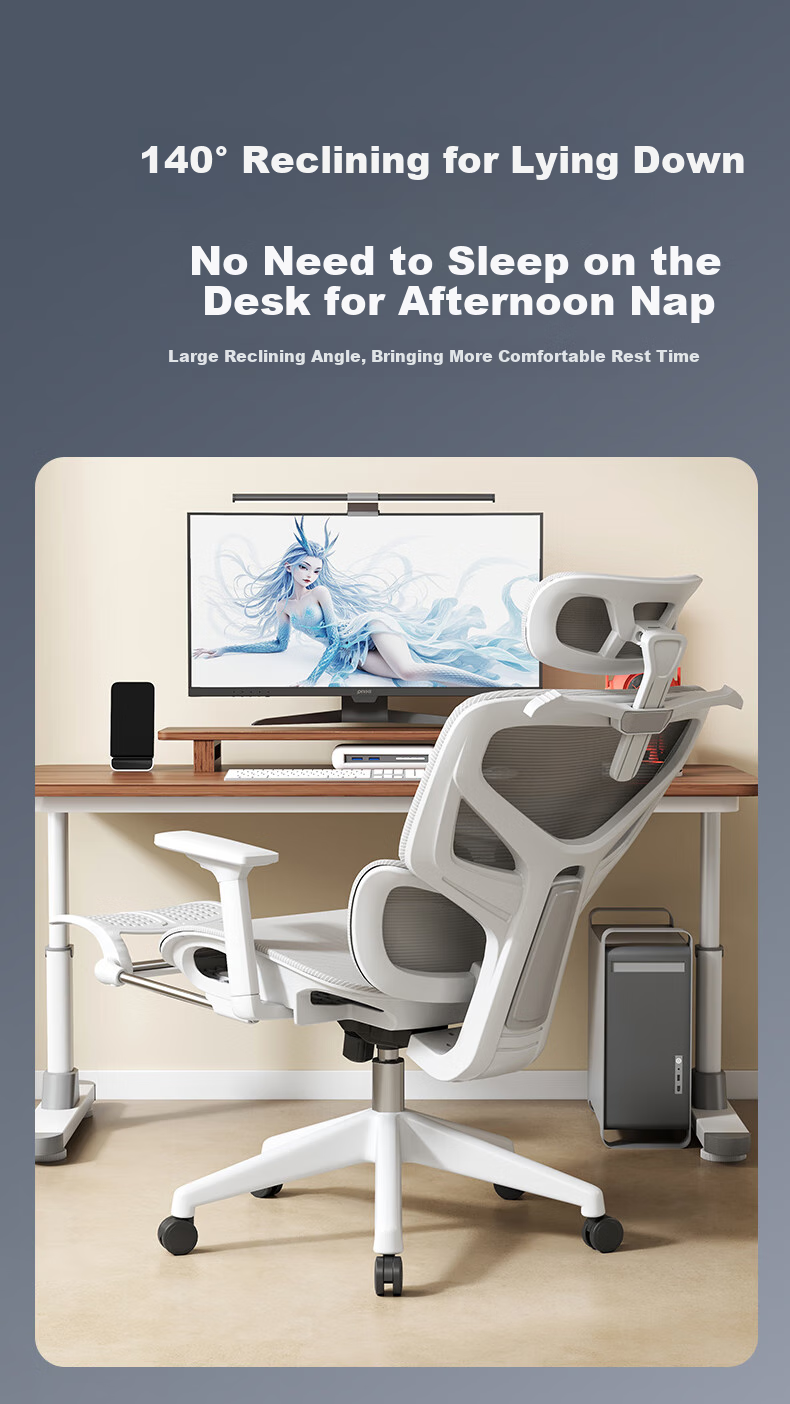 Qishengmingyuan LC-1895 Ergonomic Office Chair with Dual Backrest, Lumbar Support And Footrest for Computer Workstation And Gaming 10