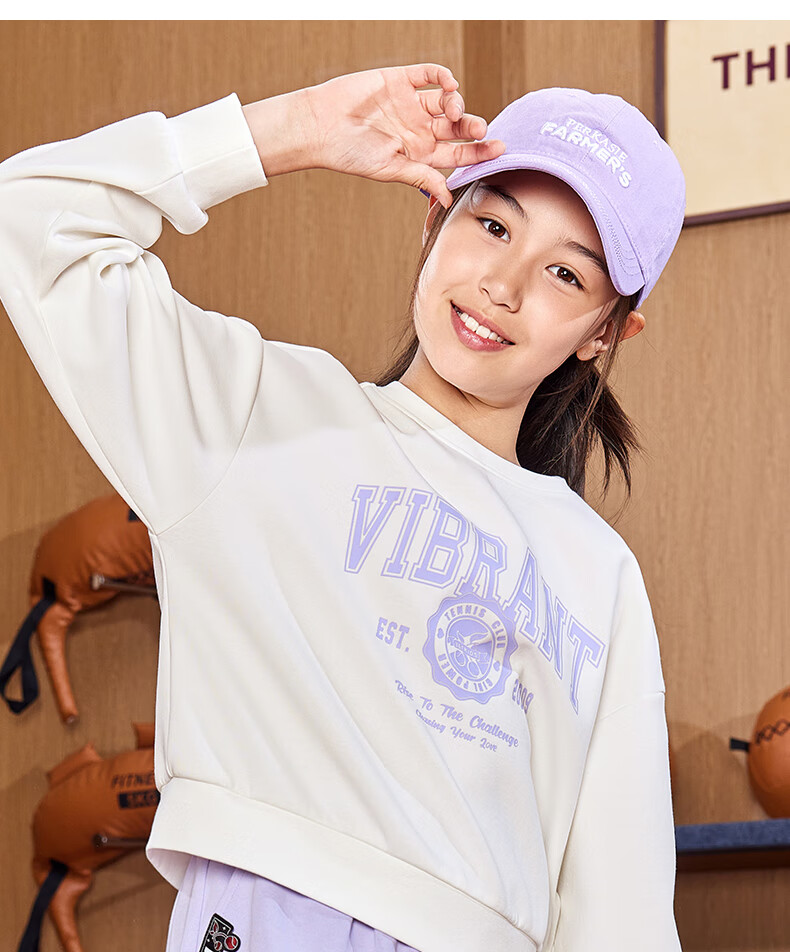361° Children's Clothing, Kids' Sweatshirt, Fall 2025, for Older Girls, Retro College Style Trendy Short Top, Pink, Size 165 6