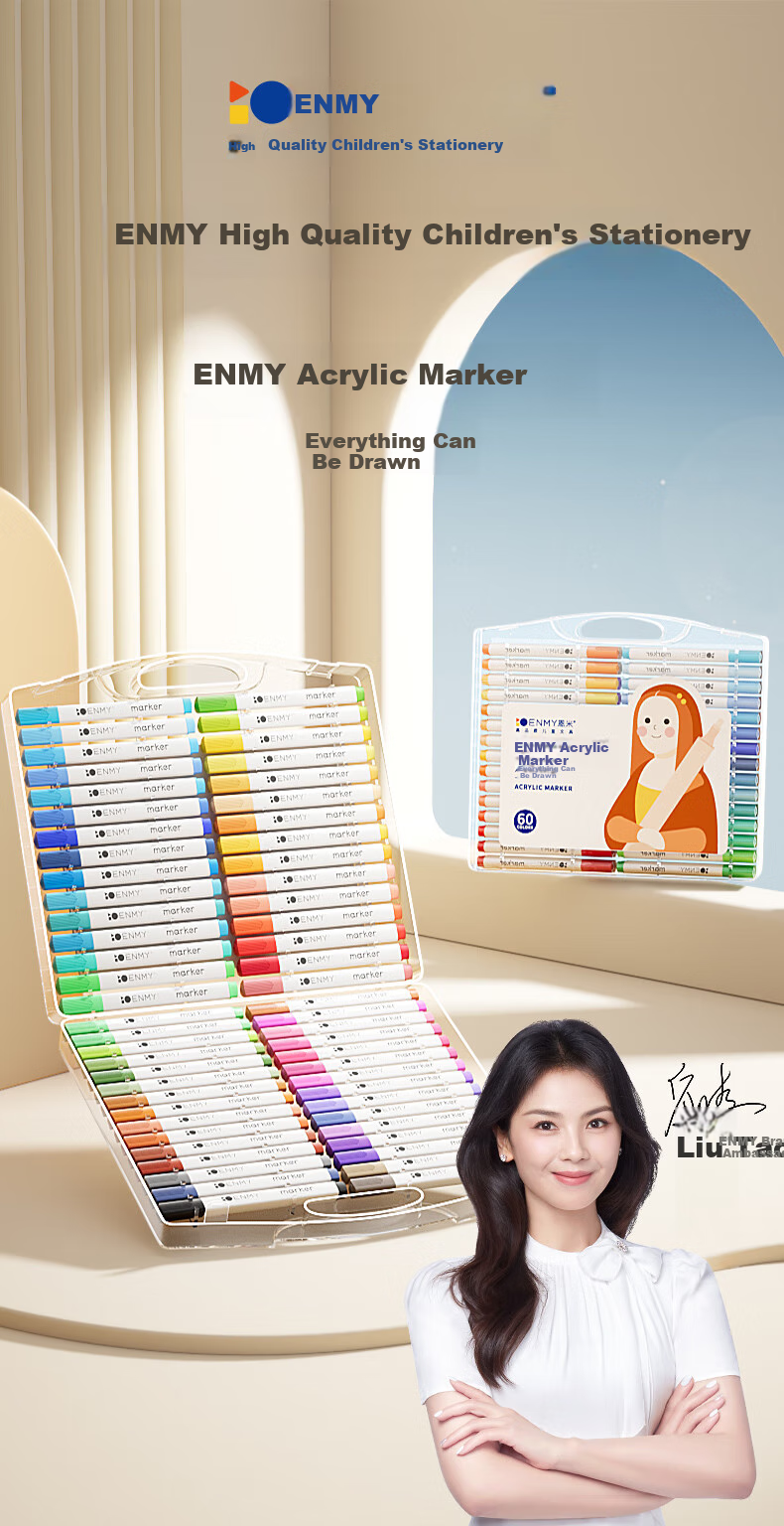 Enmi Enmy 36-Color Double-Ended Acrylic Markers, Watercolor Pens, for Kindergarten Children And Elementary School Students, Drawing Brushes, Art And Education Supplies, Washable Fluorescent Pens, Marker Pens, Birthday Gift for Childre 1