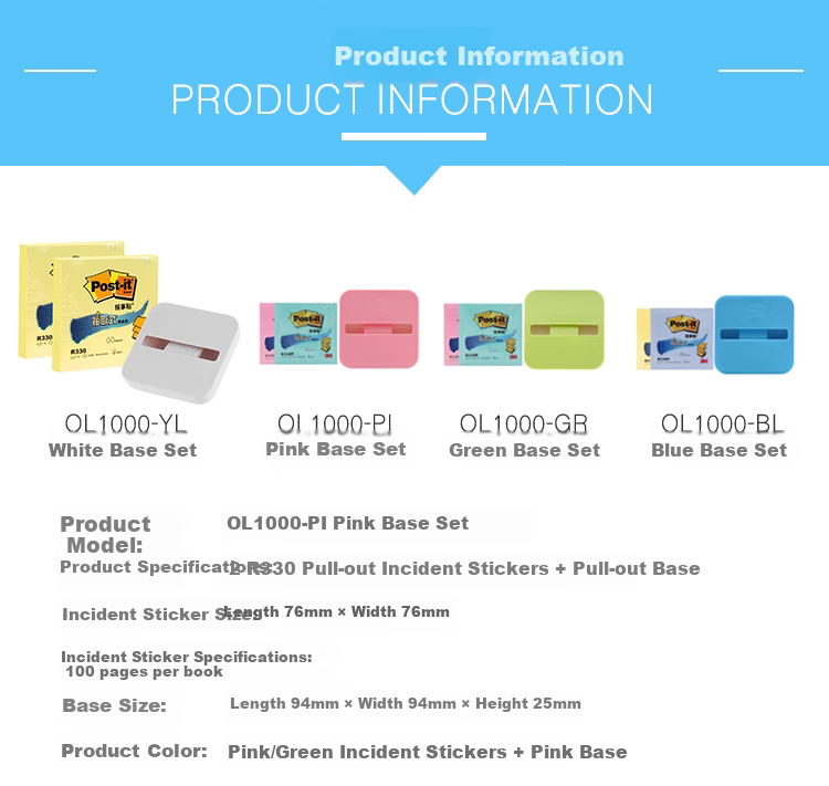3M Sticky Notes, Memo Pads/Note Paper/Post-It Notes/Notebooks, Office Supplies, School Stationery, Pull-Out Set OL1000-PI (With Pink Base), 2-Pack 2