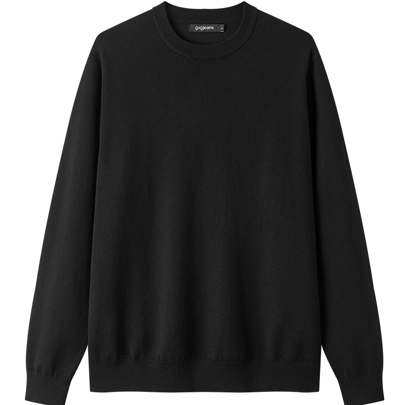 Gxg.jeans Men's Basic Simple Crew Neck Sweater Knitwear 2025 Autumn New Black 185/XXL