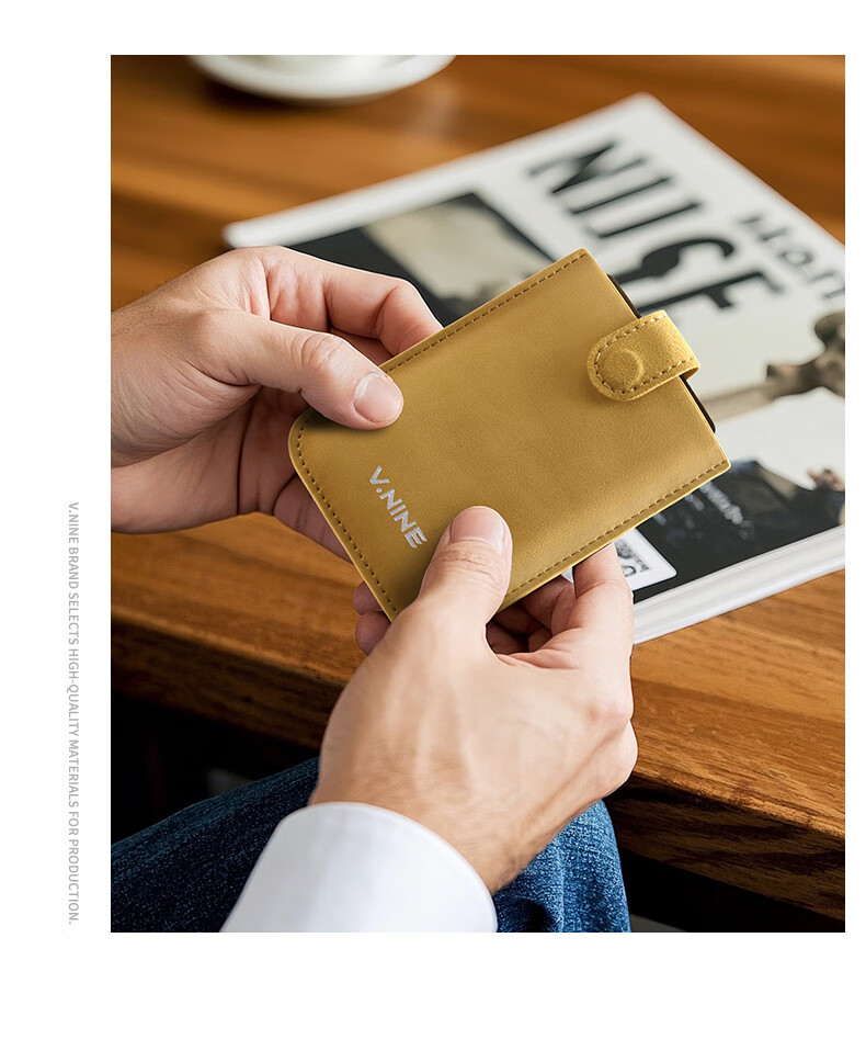 V.NINE Men's Slim Portable Card Holder And Wallet Combo with Pull-Out Design, Business Short Style Multi-Card Slots Wallet, Gift Box Packaging for Me 12