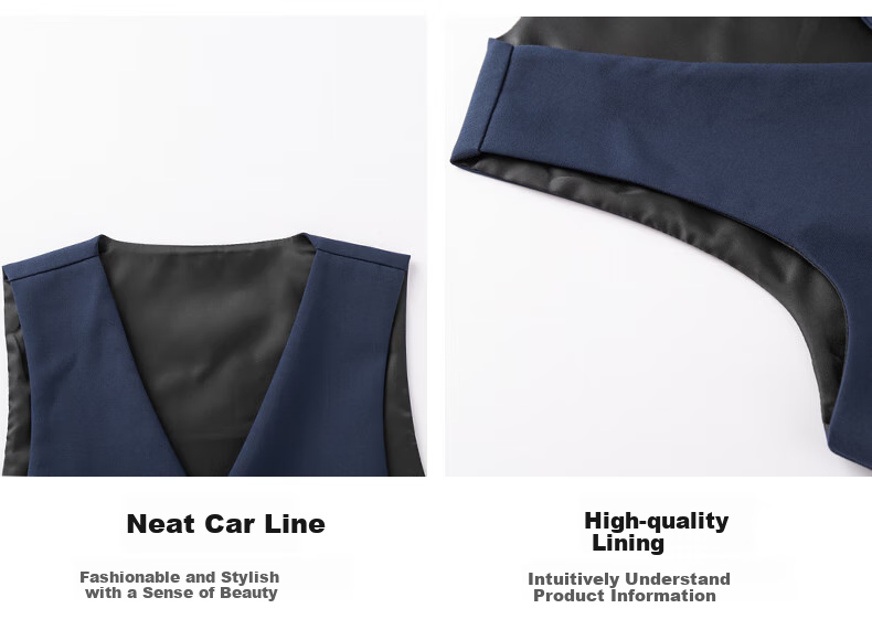 Yinuofang Children's Suit Set, Vest Set for Performances, Boys' Suit, Navy Blue Single-Breasted Vest Set, 160CM 10