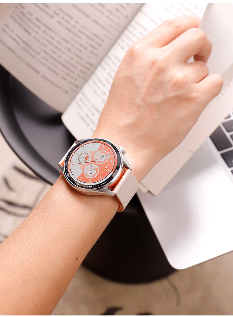 MSSM Compatible Huawei Watch Band for GT6/6pro/5/5pro/watch5/4pro/gt4/3, Magnetic Silicone Strap with Litchi Pattern Sports Wristband - Starlight with Orange, 18mm 5