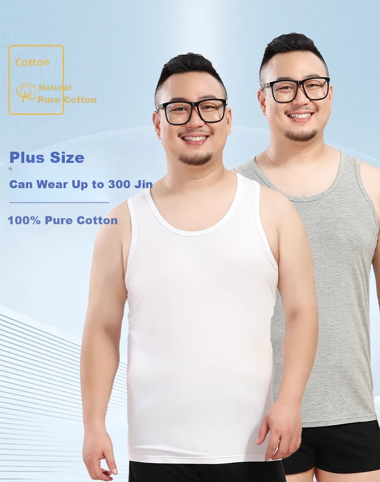 Hengyuanxiang [100% Pure Cotton] Men's Tank Top, Autumn Season, Middle-Aged And Elderly, Large Size, Loose Fit, Antibacterial, Sweat-Absorbing, Sports Undershirt for Me 1