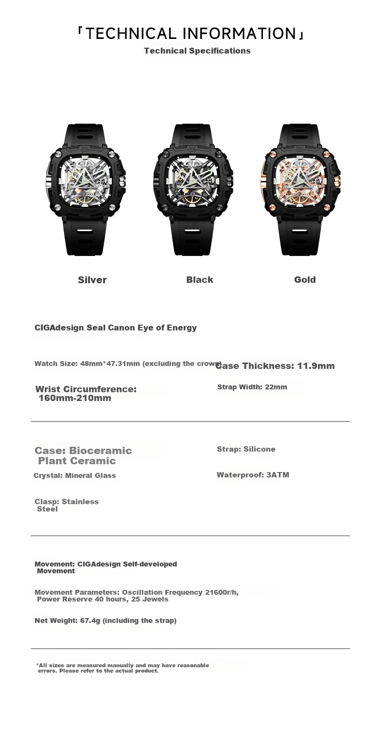 CIGA Design Jingjia Fengmang Series Mechanical Wristwatch, Trendy Energy Eye Fashion Men's Watch, Birthday Gift 11
