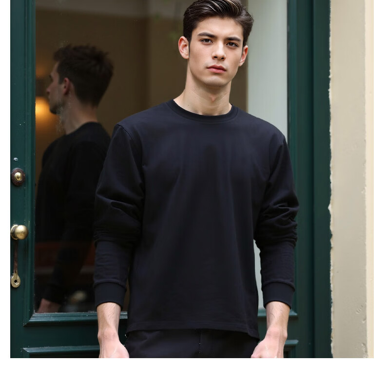 ROMON Men's Spring and Autumn Cotton Loose Long Sleeve Casual Fashion Pullover Sweatshirt 12