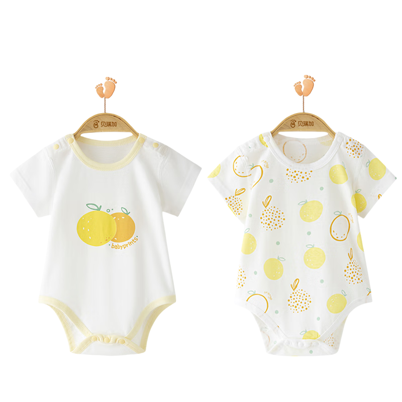 Babyprints Infant Short-Sleeve Bodysuit, Newborn Pure Cotton Onesie, Summer Thin Romper for Newborns, Size 73