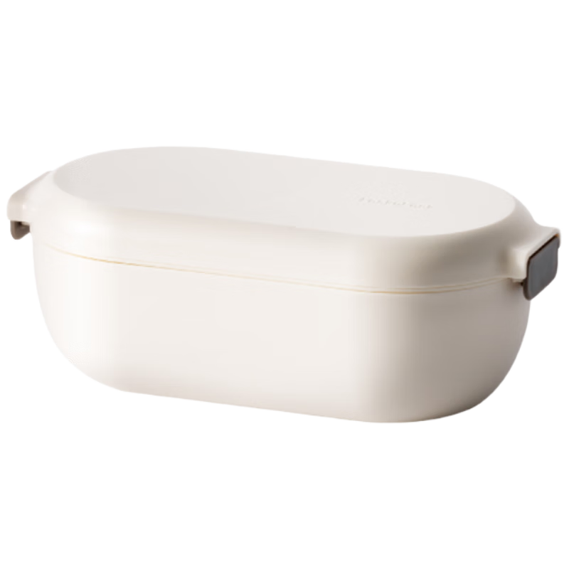 LOCK&LOCK Peanut-Shaped Heat-Resistant Glass Lunch Box, Microwave-Safe Bento Box, White, 1.1L + 340ML*2