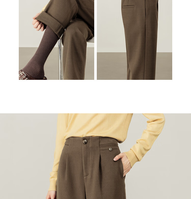 Sentubila Autumn Thick Woolen Warm Women's Casual High-Waist Tailored Tapered Slim Fit Slightly Stretchy Commuter Cropped Pants 13
