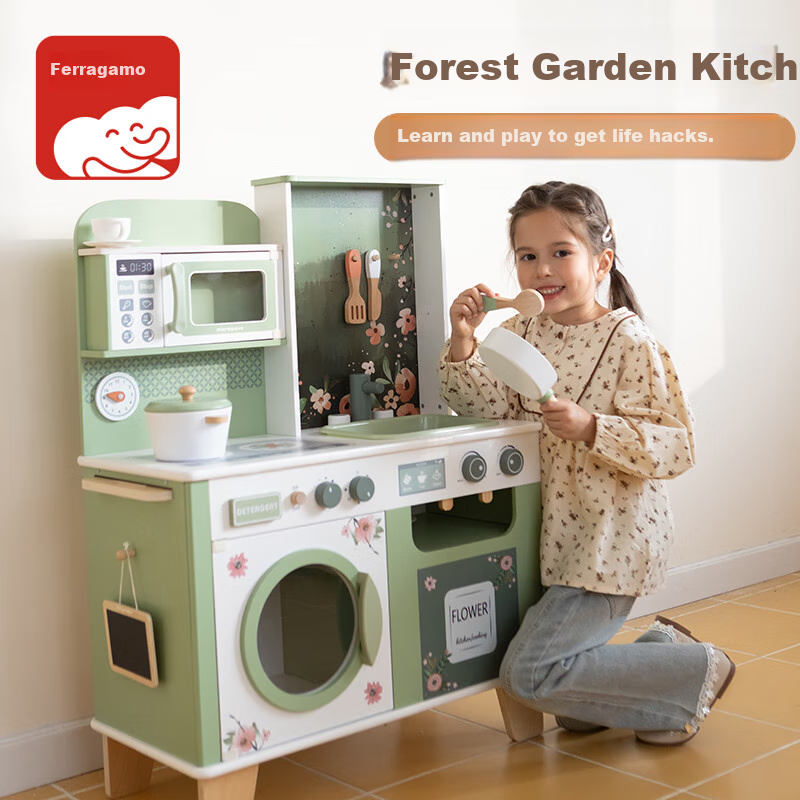 FN Children's Mini Kitchen Toy Set, Realistic Wooden Kitchen Utensils, Pretend Play Cooking Set for Boys And Girls, Birthday Gift