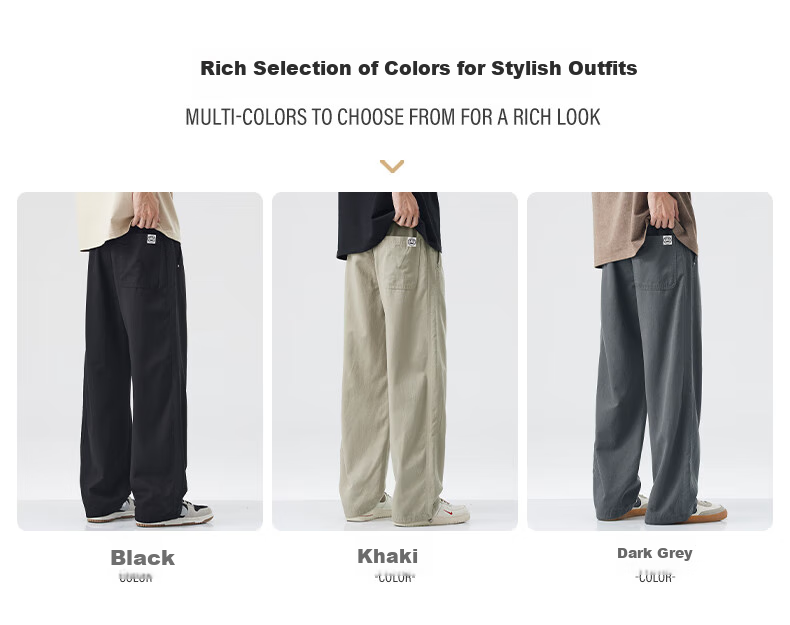 Paul Frank Tencel Lyocell Casual Pants for Men, New Autumn Style Loose Casual Cargo Straight-Leg Trousers, Khaki Regular Size 29 2
