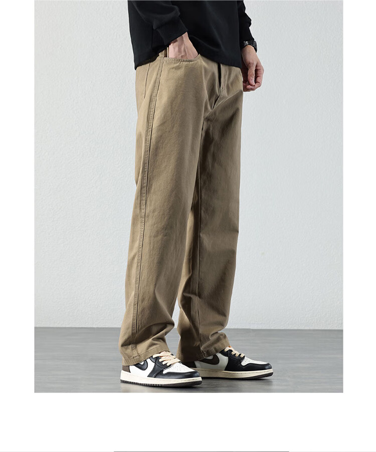 Pierre Cardin Men's Casual Pants Spring Summer Loose Straight Cotton Work Pants Coffee Regular L 9