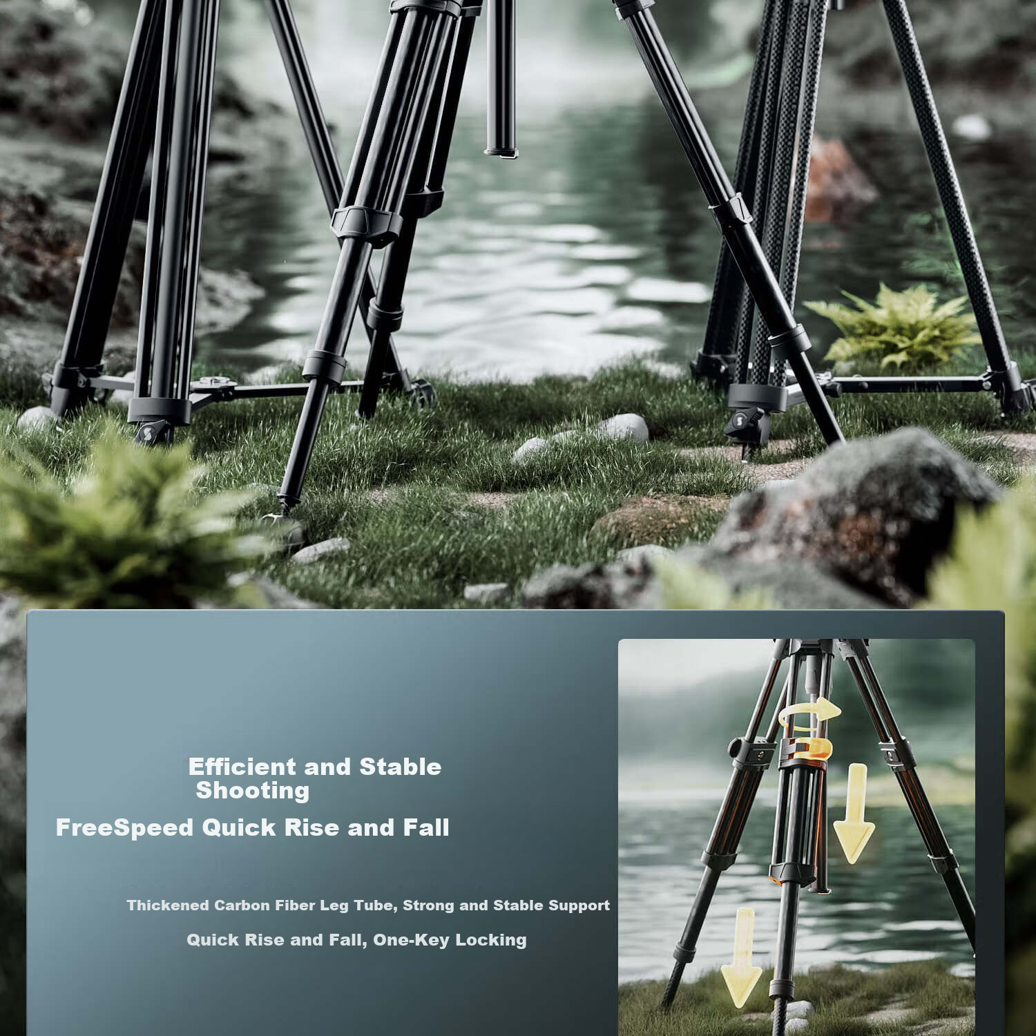 SmallRig 4420 AD-50 Carbon Fiber Tripod, Professional Lightweight Camera Birdie Stand, Hydraulic Damping Ball Head Support, Arm, Portable Photography Live Streaming Aluminum Alloy Tripod 4