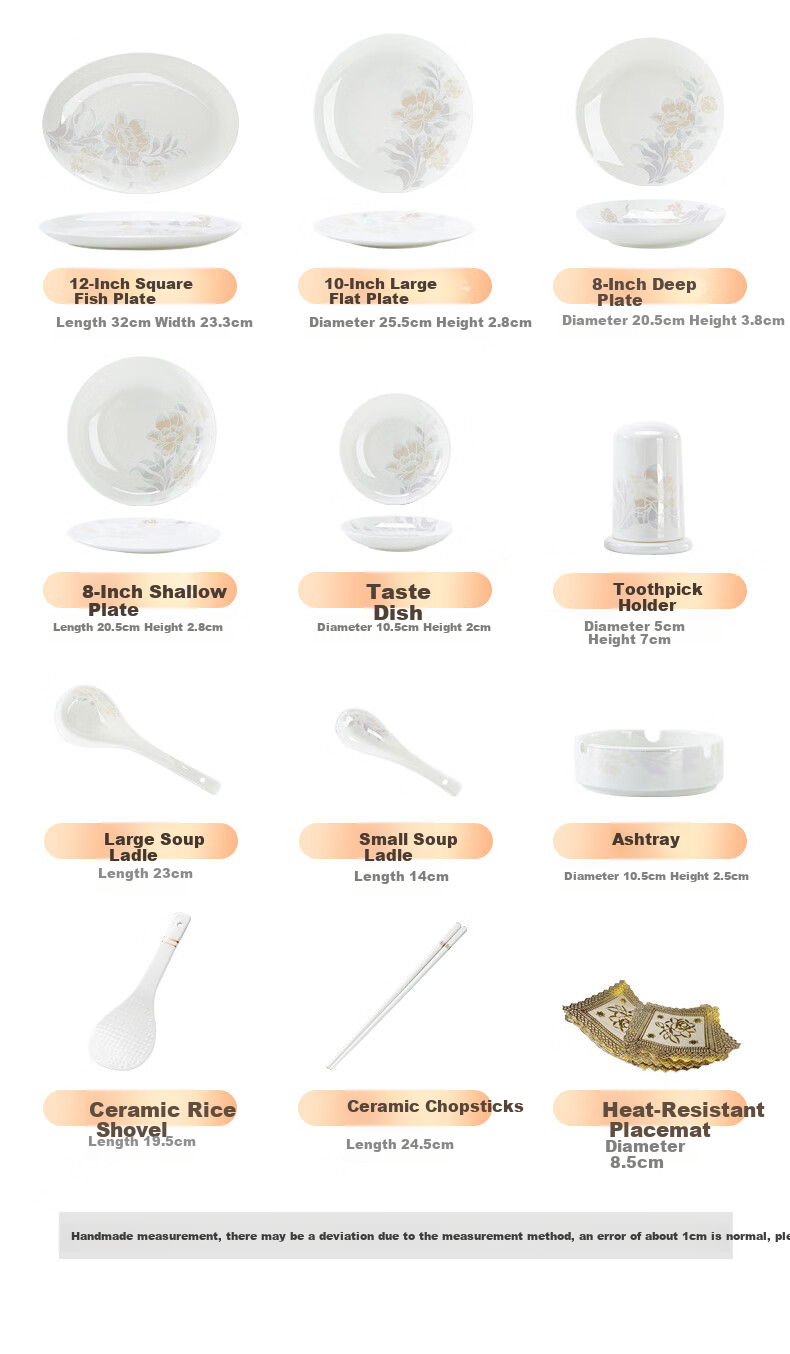 KANGQIN Ceramic Chopsticks, Bowls, And Plates Set for Home Use, Housewarming Gift, High-Quality Tableware, 81-Piece Upgraded Soup Pot Gift Box 8