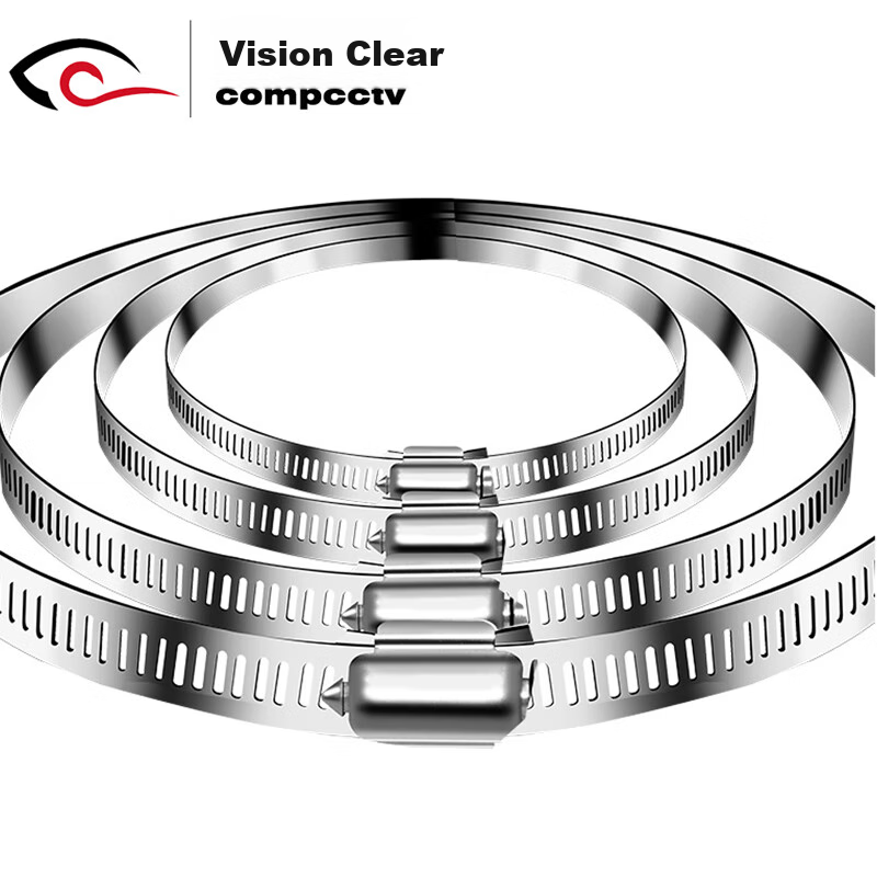 COMPCCTV Surveillance Clamp Bracket, Stainless Steel Clamp Ring, All-Steel Clamp, Hose Clamp, Electrical Pole Clamp, Stainless Steel Clamp Strip, Cable Tie